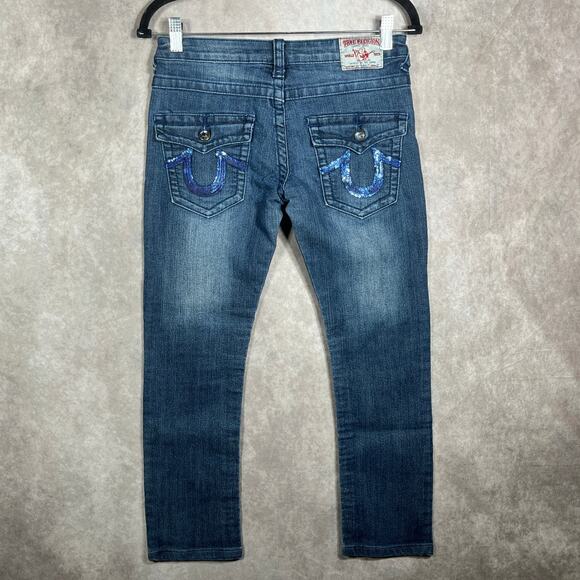 True Religion Skinny Jeans Womens Size 27 Blue Dark Wash Denim Low Rise‎ - Picture 5 of 10